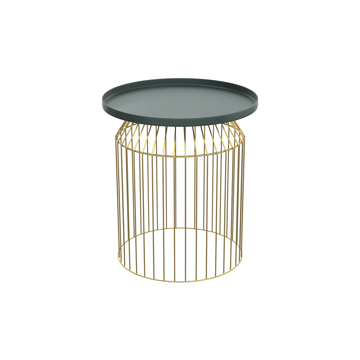 table basse e nmetal vert canard plateau pied dore palombe