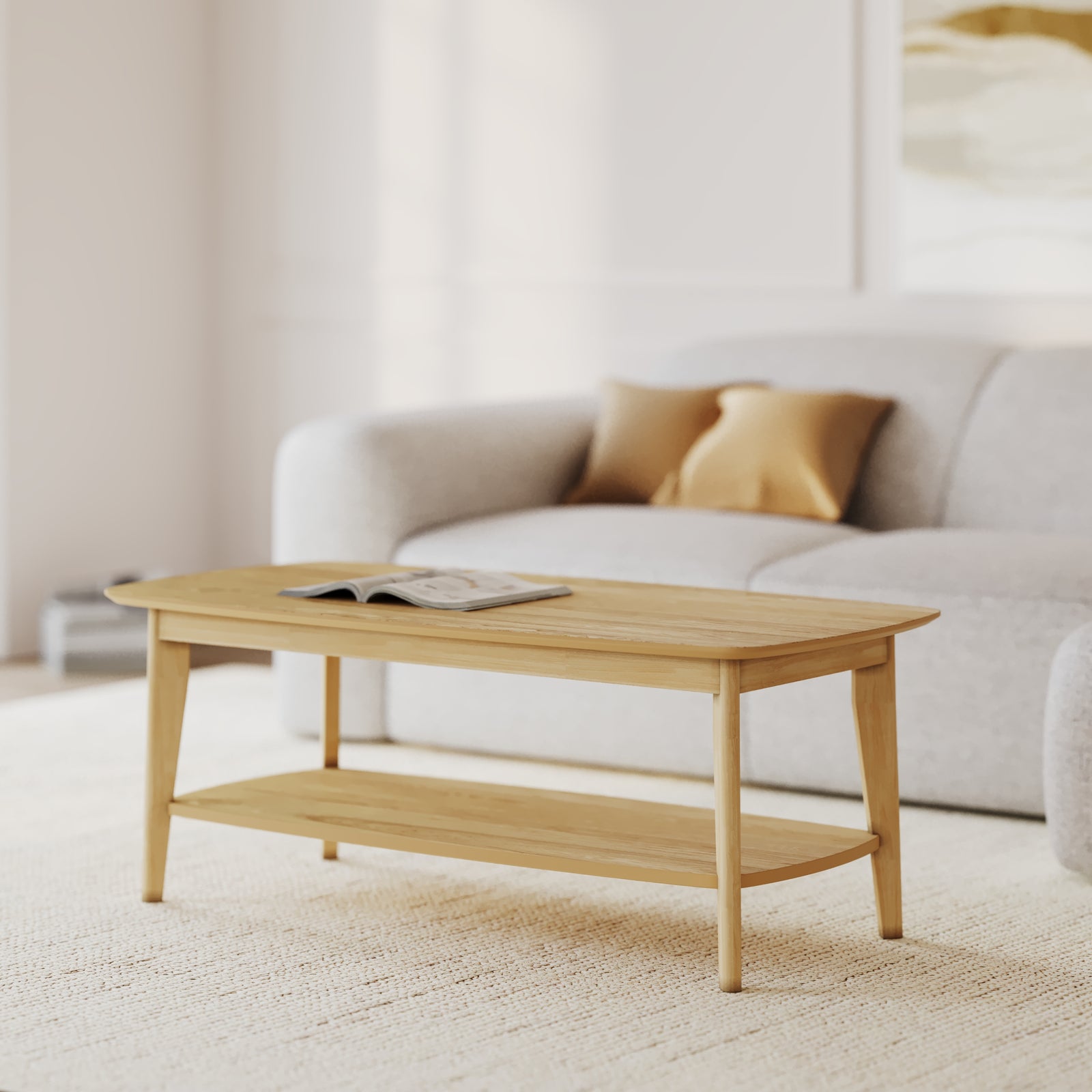 table basse en bois clair sadi rectangulaire 120 cm