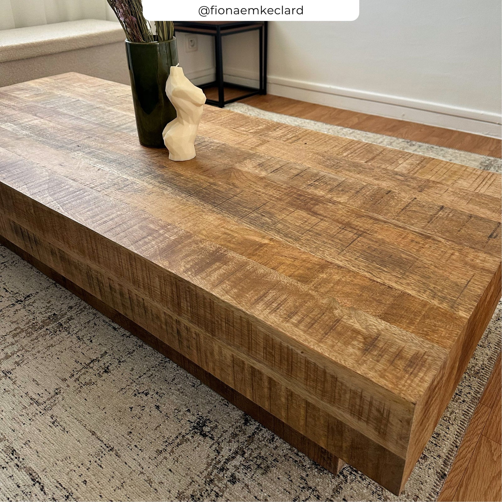 table basse en bois de manguier rectangulaire epaisse areto