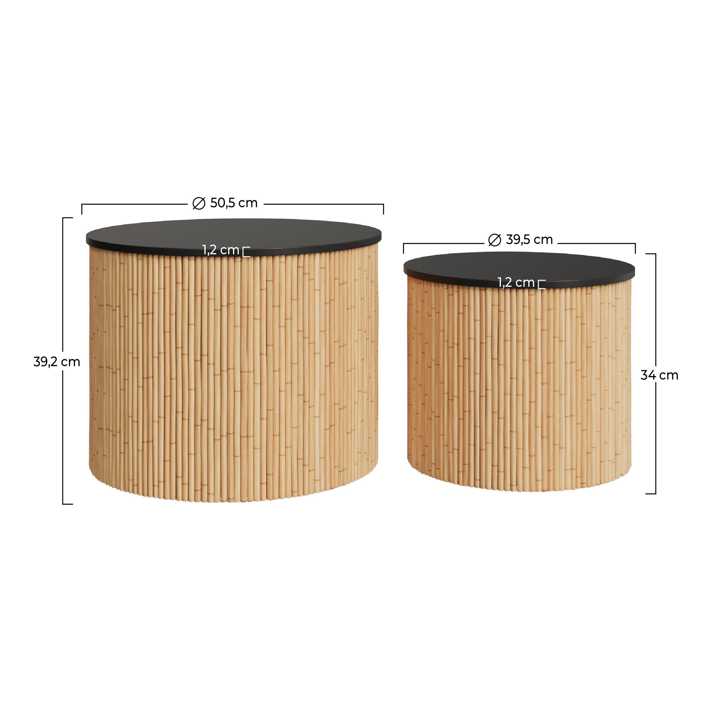 table basse gigogne ronde plateau noir owan