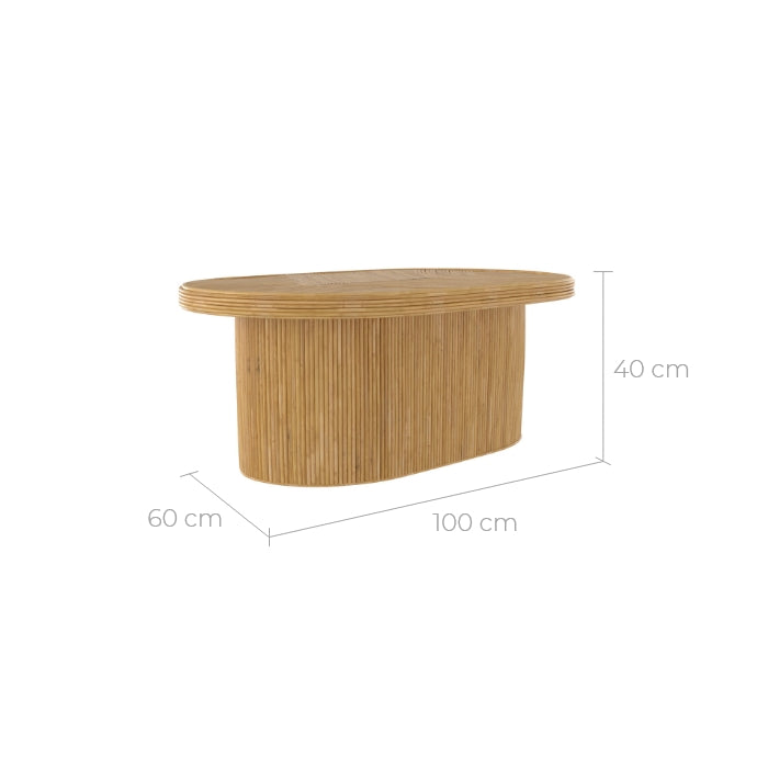 table basse helene ovale en rotin naturel