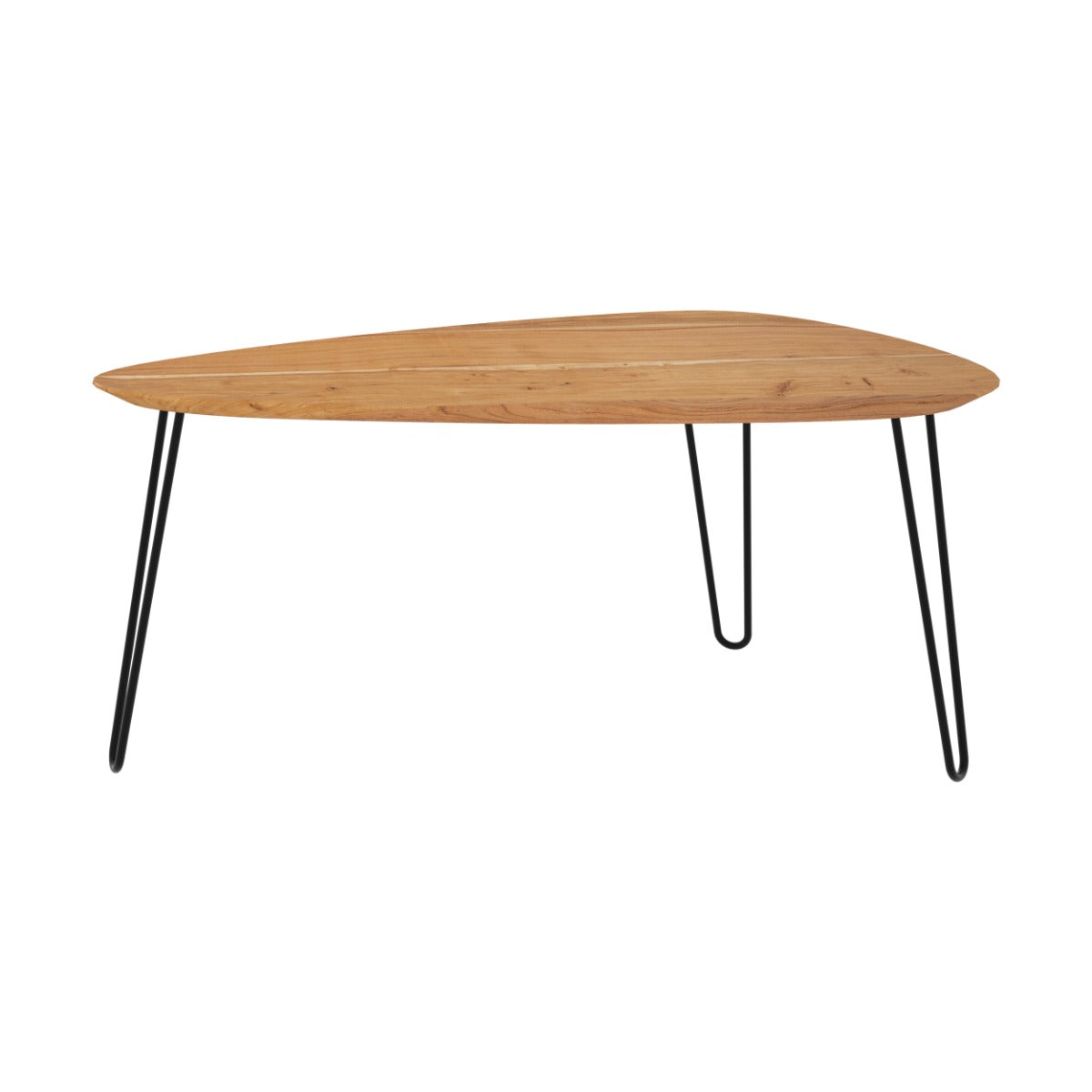table basse kiwi en bois et pieds en metal noir