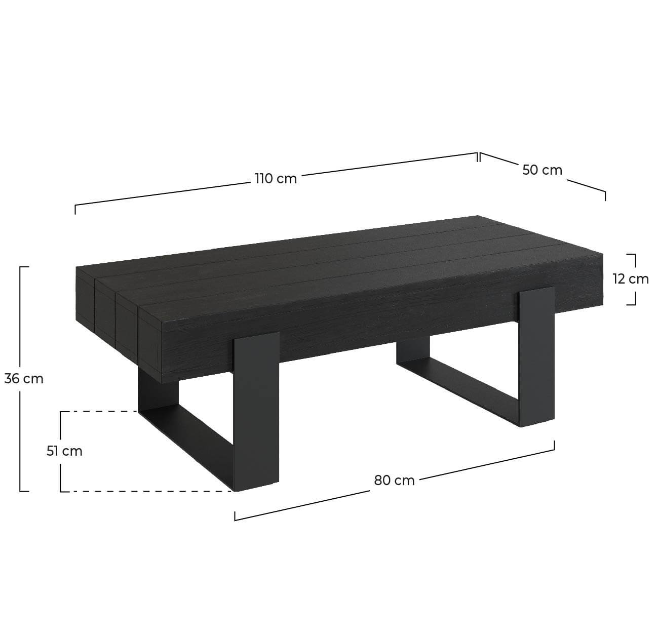table basse lya bois de teck recycle et pieds metal