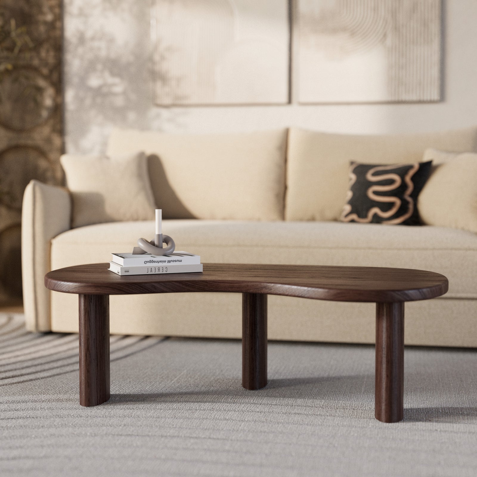 table basse marron fonce arrondie brandan