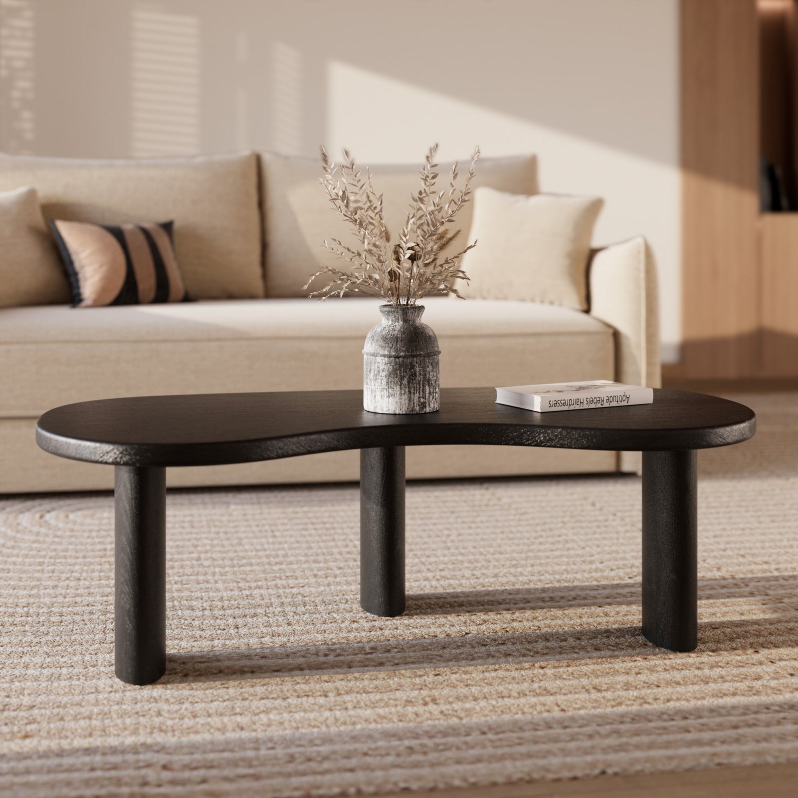 table basse noire arrondie rdv deco brandan