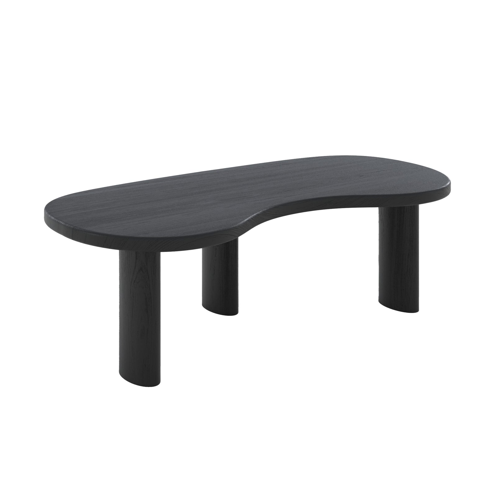 table basse noire organique brandan bois massif de mindi fond blanc