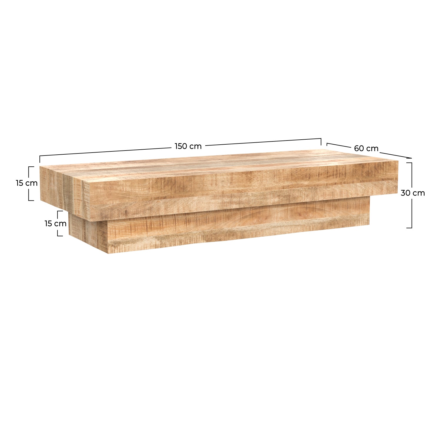 table basse rectangulaire bois manguier areto