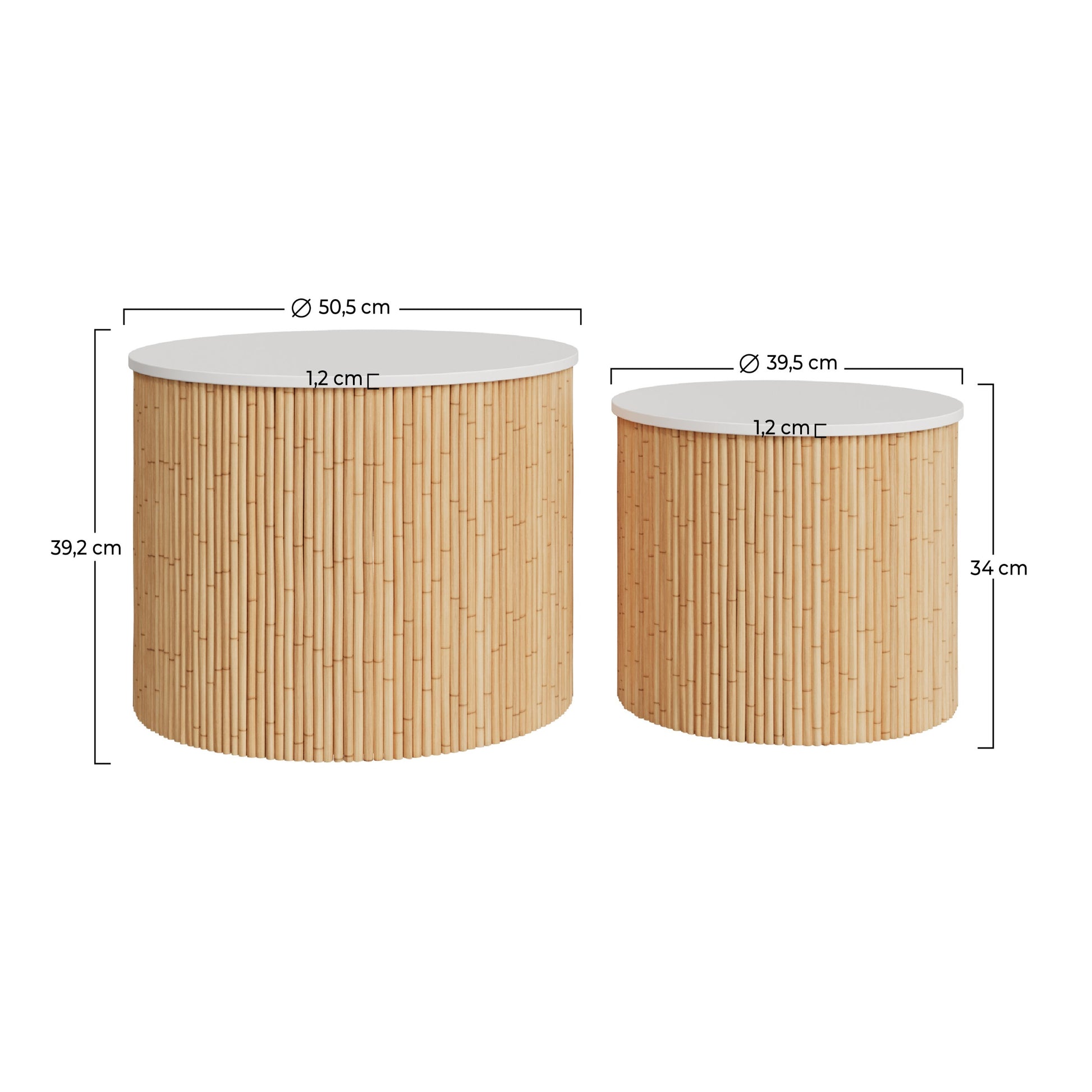 table basse ronde alata lot de 2 rotin