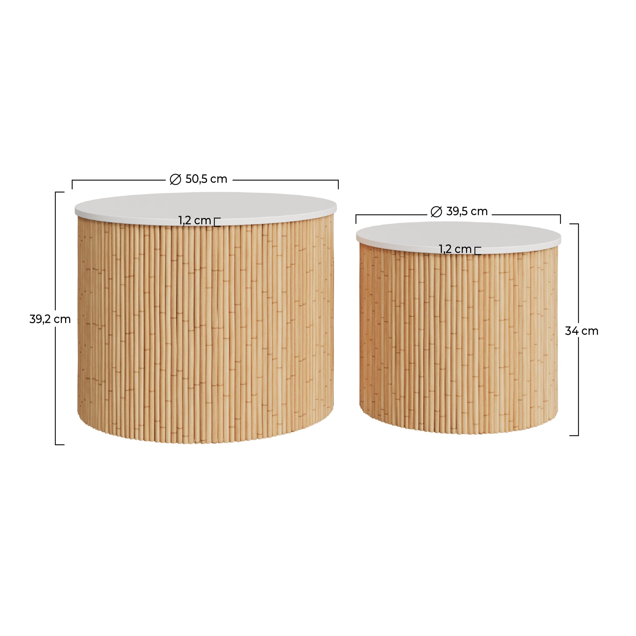 table basse ronde alata lot de 2 rotin