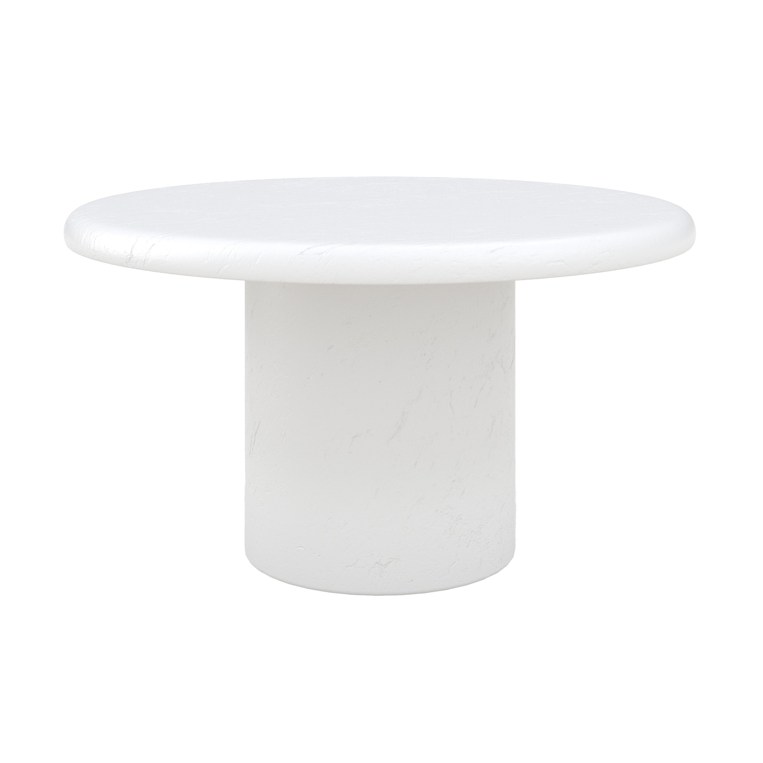 table basse ronde blanc cassee en beton