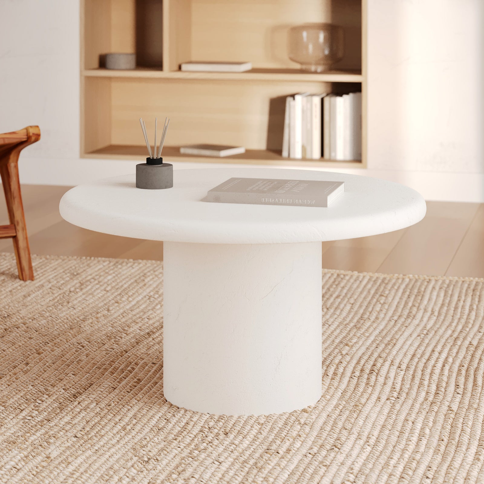 table basse ronde blanche lulli beton rdv deco