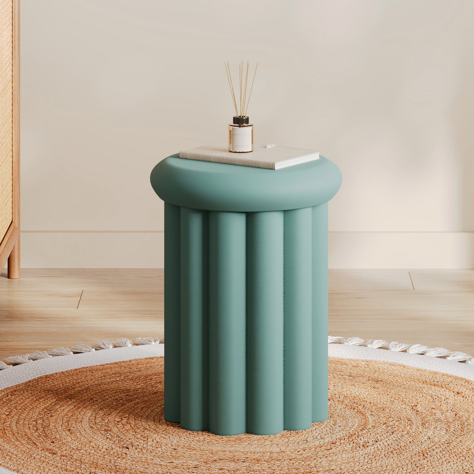 table basse ronde bleu metal aglae