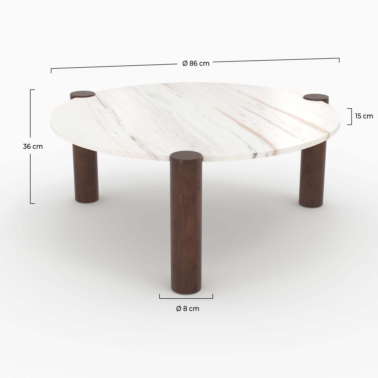 table basse ronde pauline en marbre bois de manguier diametre 86 cm