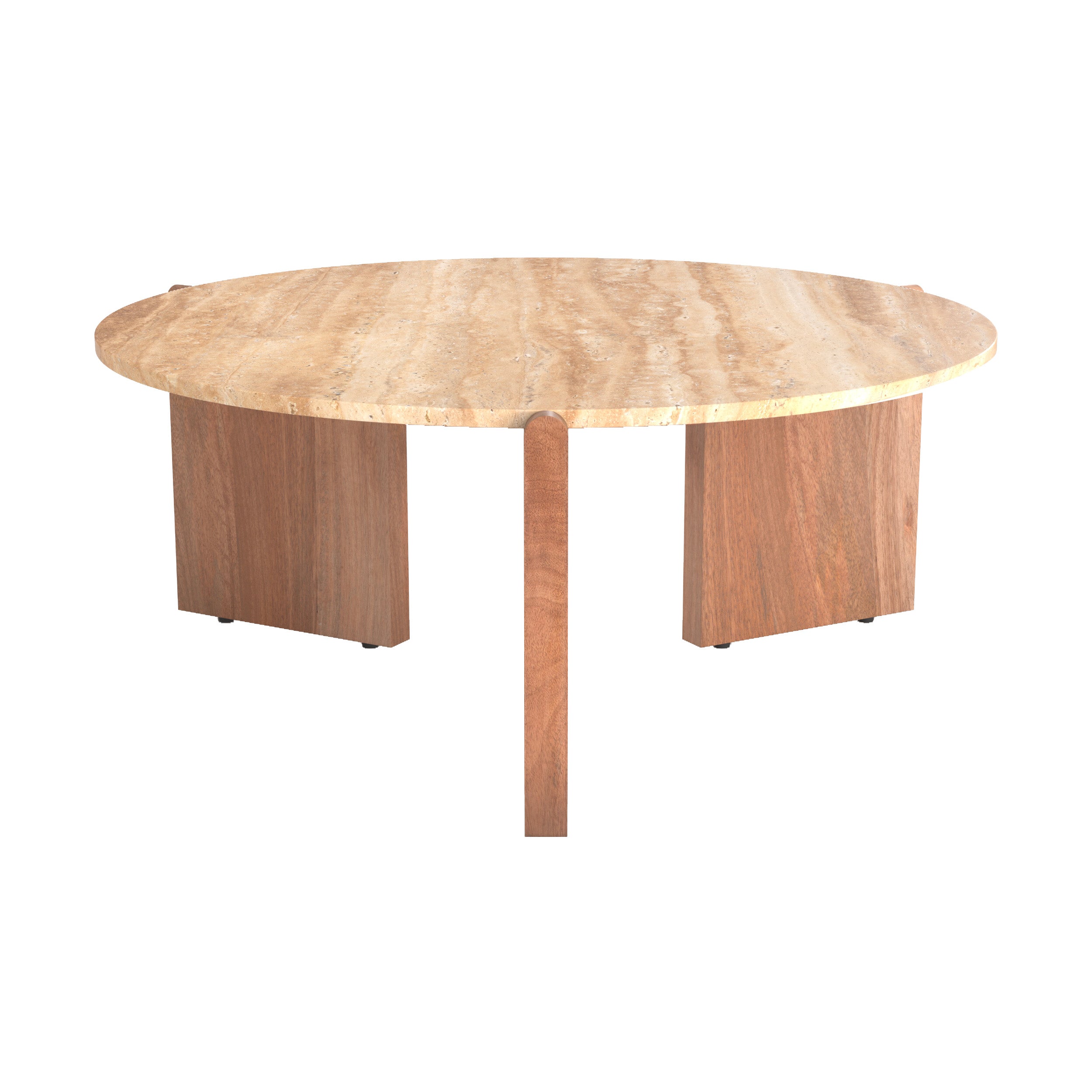 Table basse Sierra en travertin et bois D85 cm