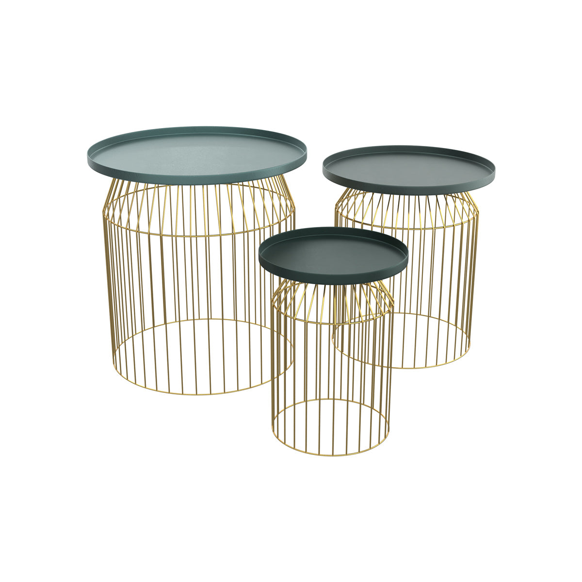 table basse vert canard ronde lot de 3 palombe
