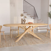 table bois hevea massif clair aladin