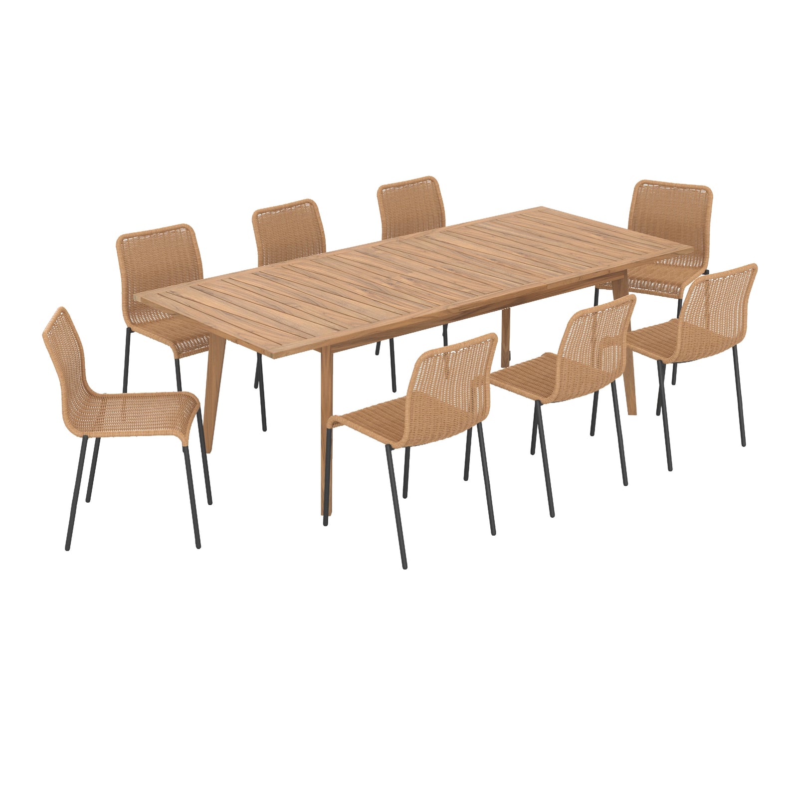 table chaise de jardin tunga 8 personnes bois resine tressee naturelle