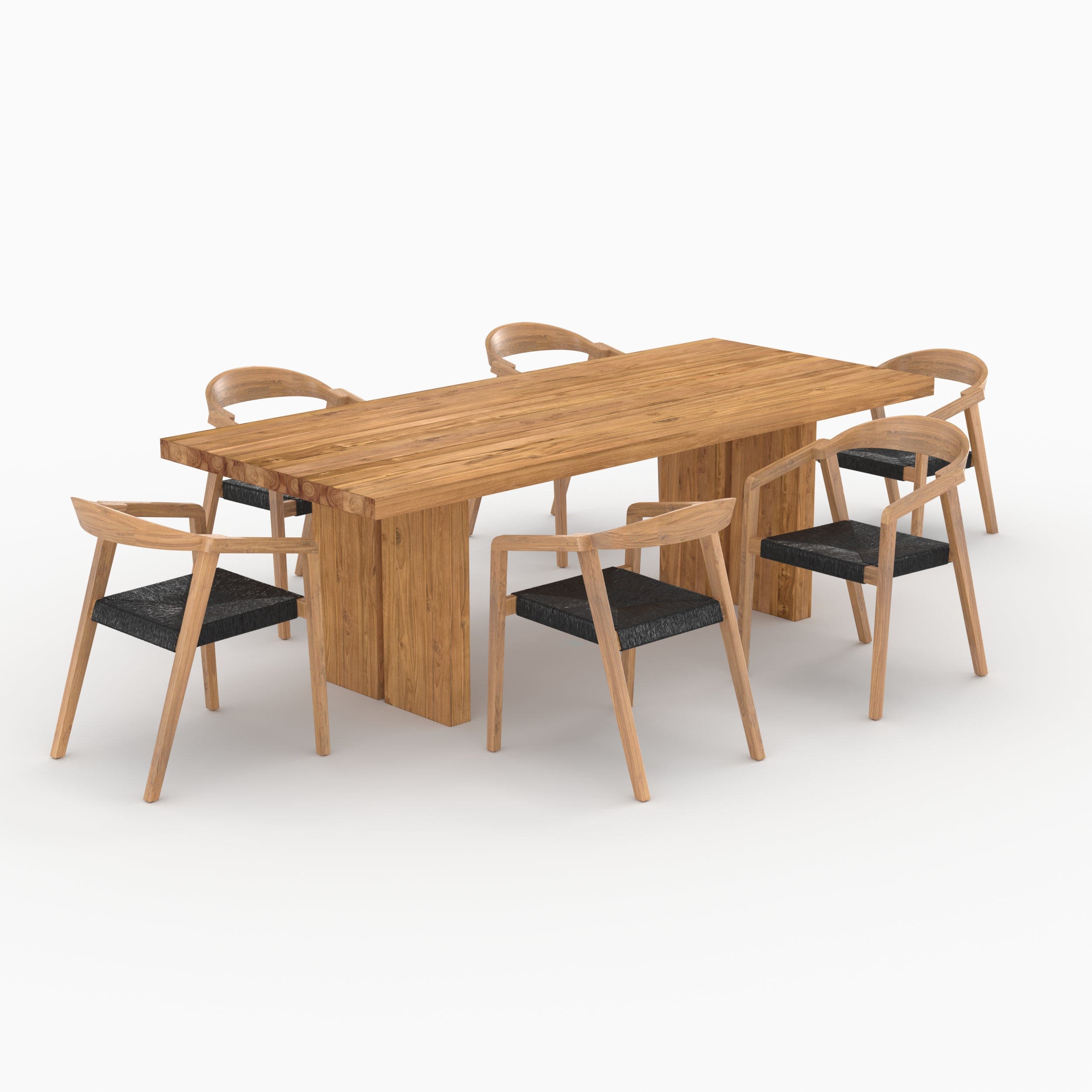 table chaises de jardin siam 6 personnes en bois de teck recycle