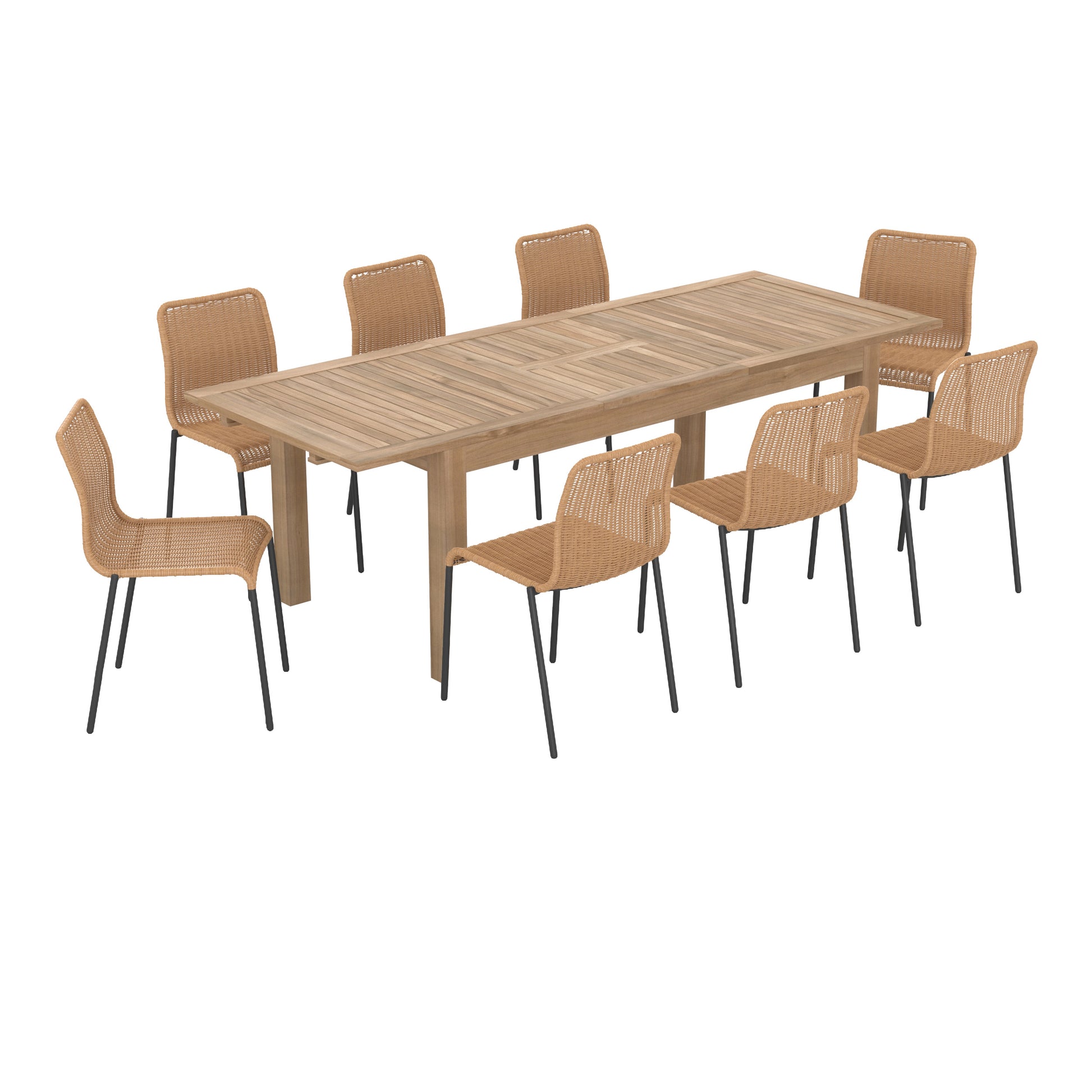 table chaises de jardin sirivara 8 personnes bois resine fond blanc