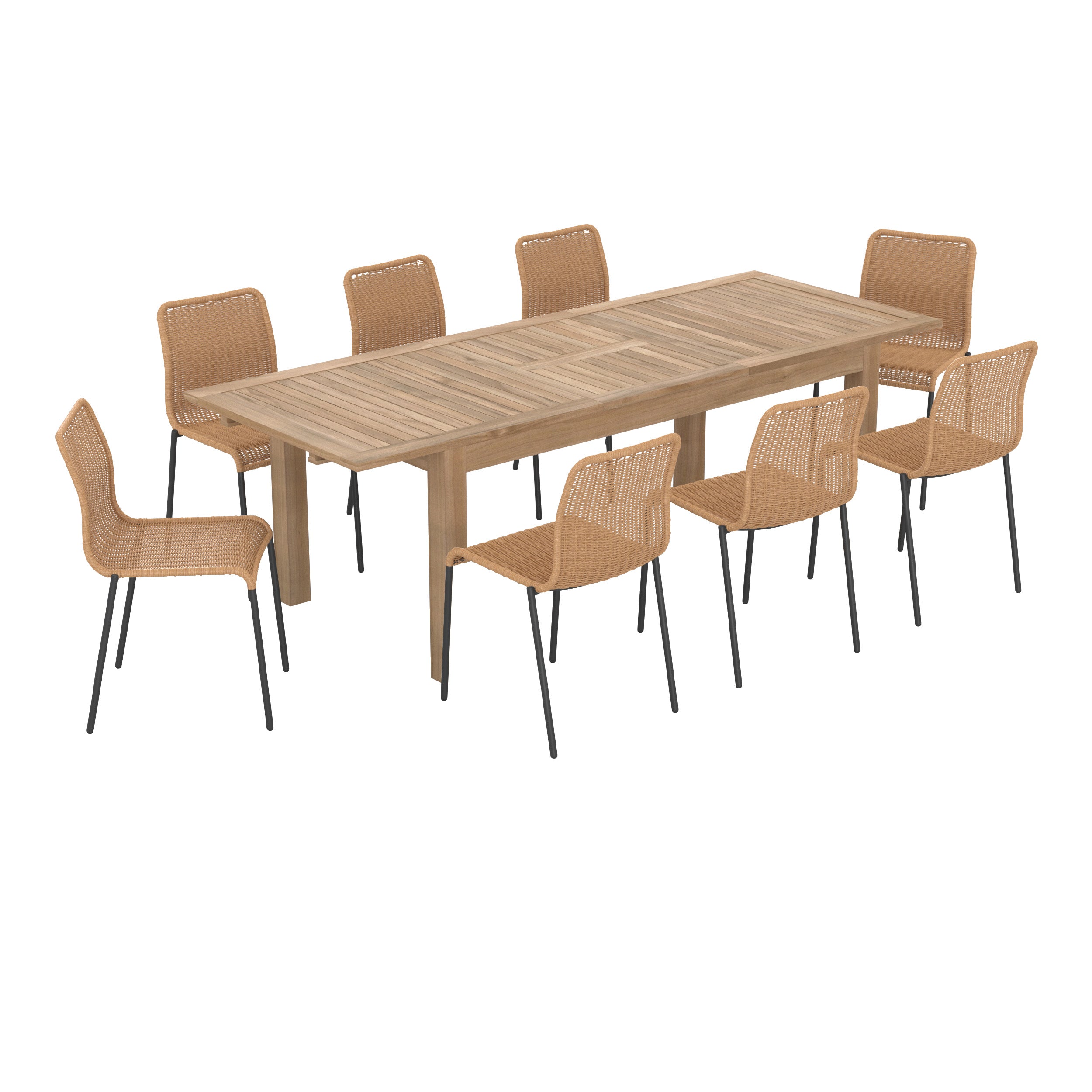 table chaises de jardin sirivara 8 personnes bois resine fond blanc