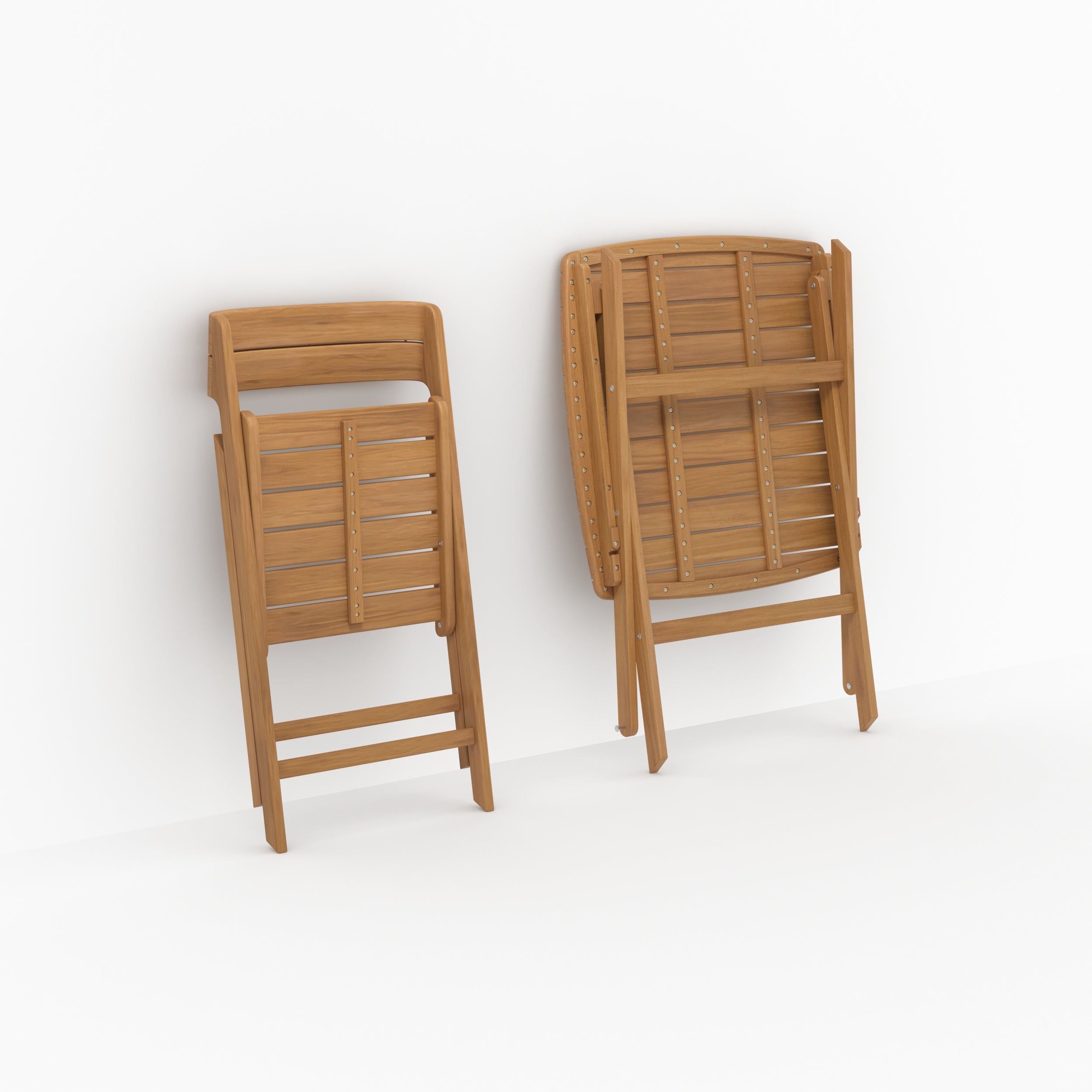 Table et chaises de jardin Siquijor en bois d'acacia huilé 2 personnes