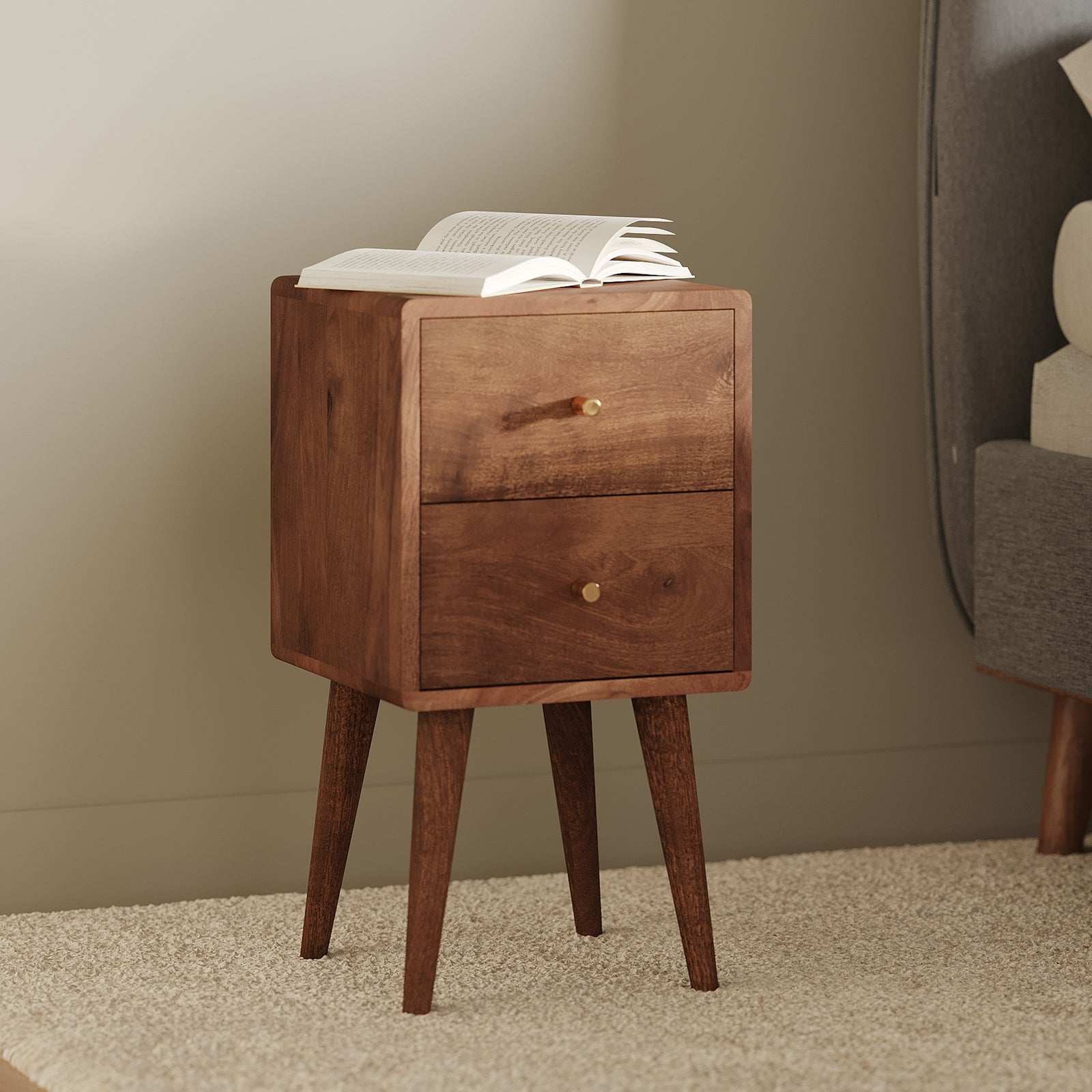 table chevet nuit bois fonce manguier orea rdv deco