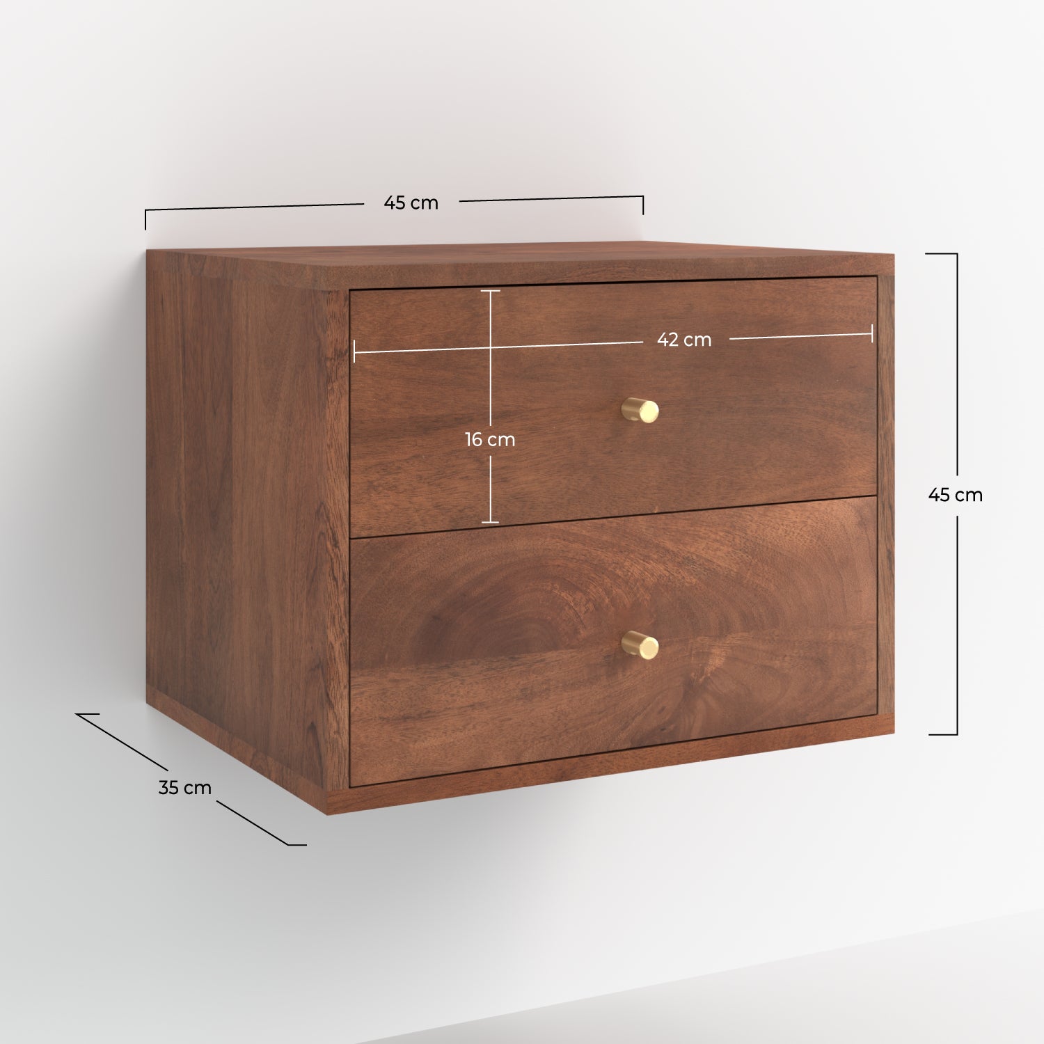 table chevet suspendu orea en bois de manguier fonce 