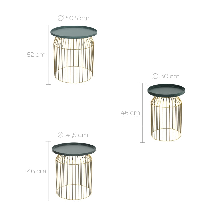 table d appoint arrondies vert canard et dore palombe