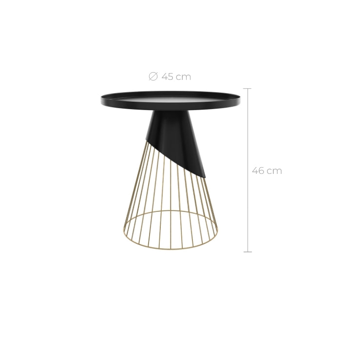 table d appoint bout de canape lyne noir et dore
