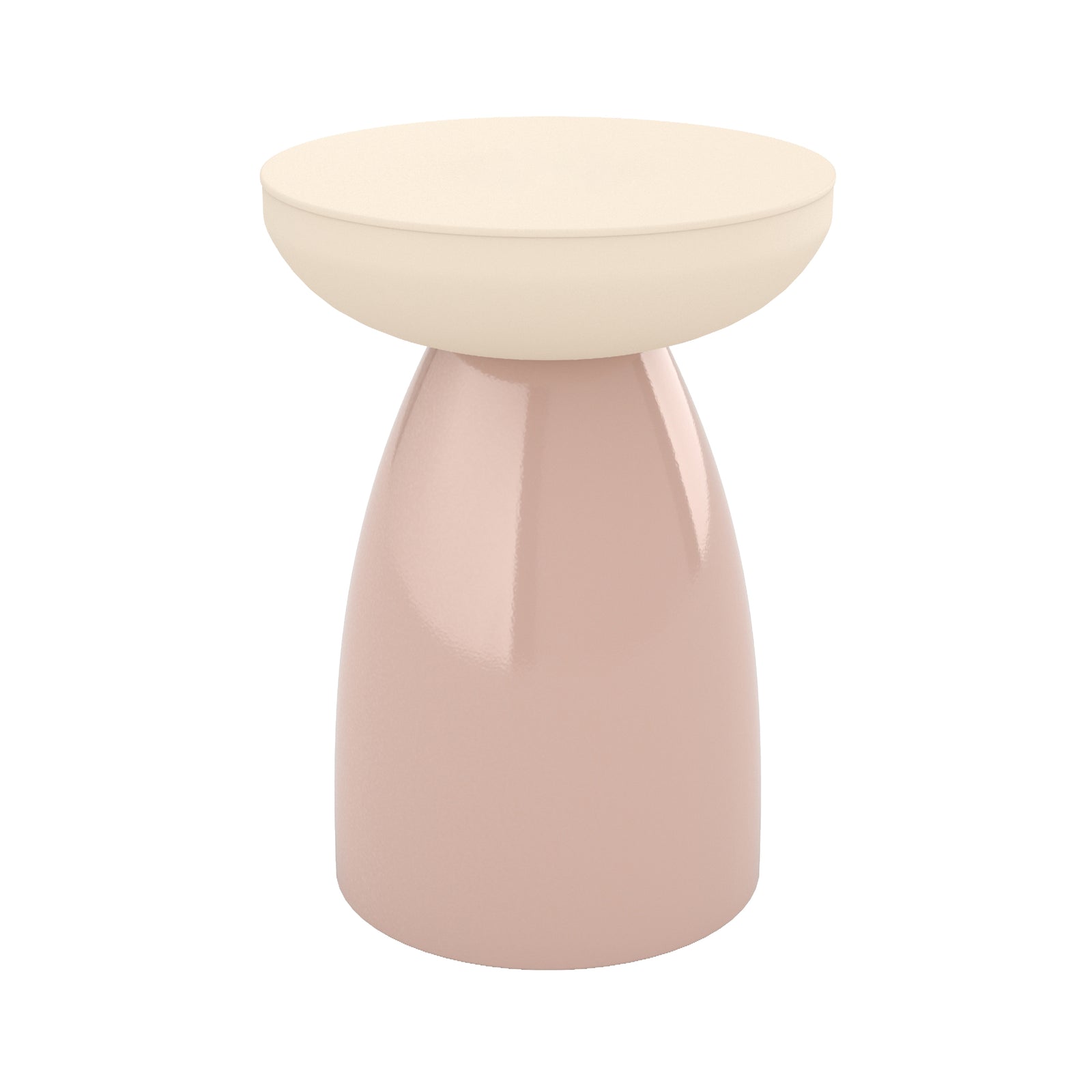 table d appoint colette en metal rose ronde fond blanc