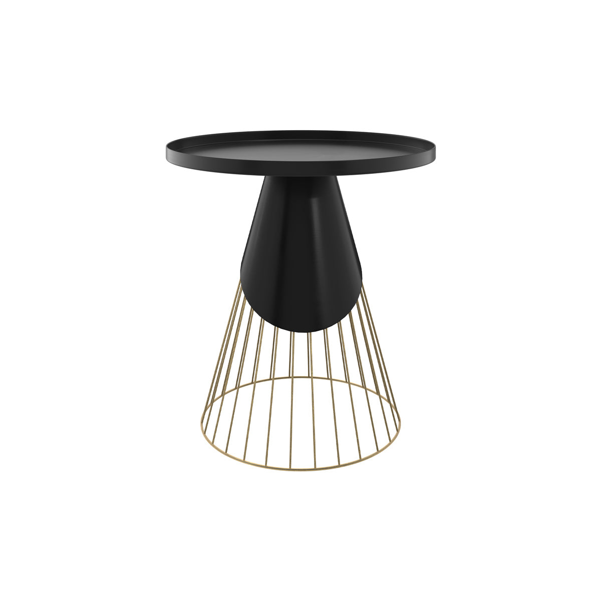 table d appoint corry ronde en metal noir et dore