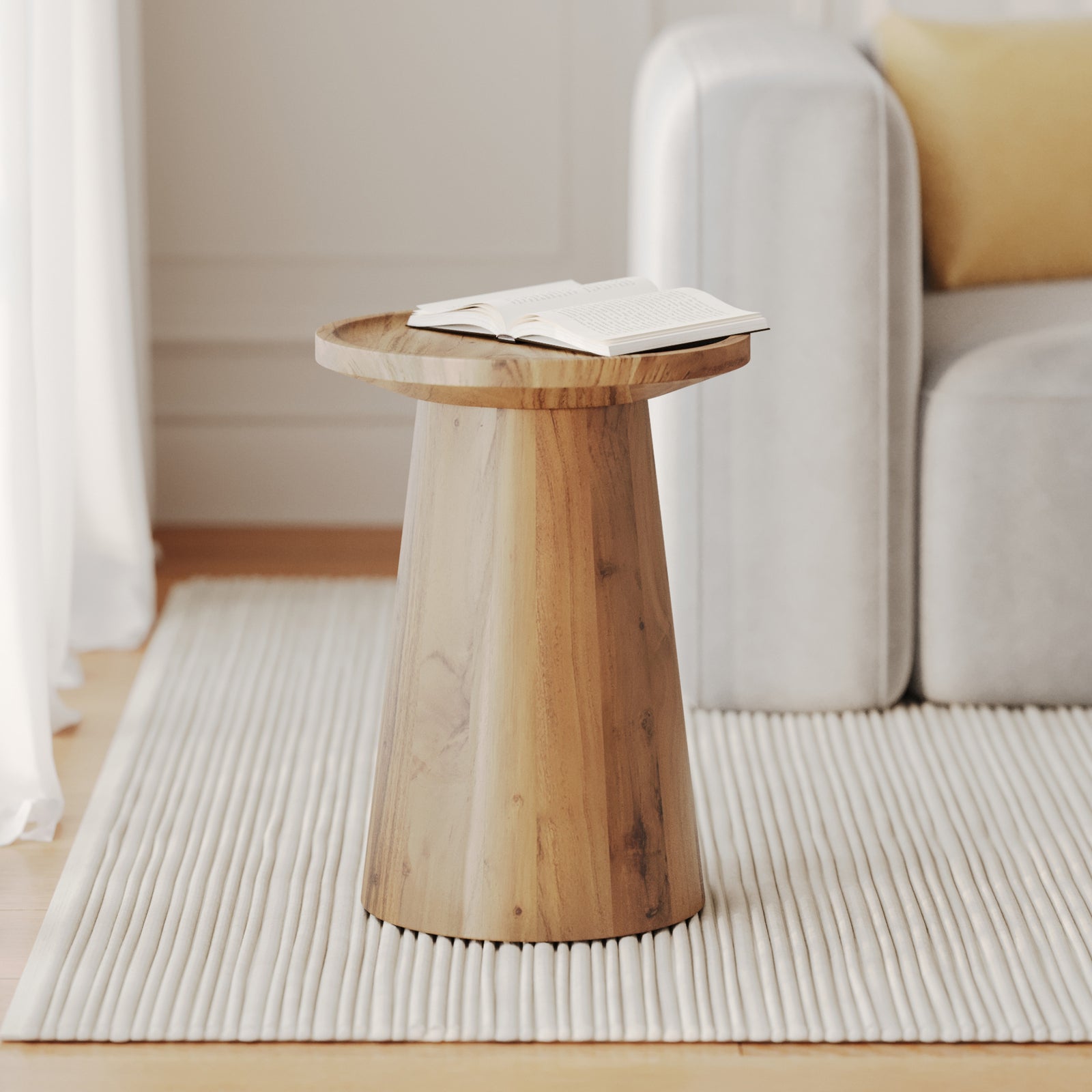 table d appoint en bois massif ronde acacia