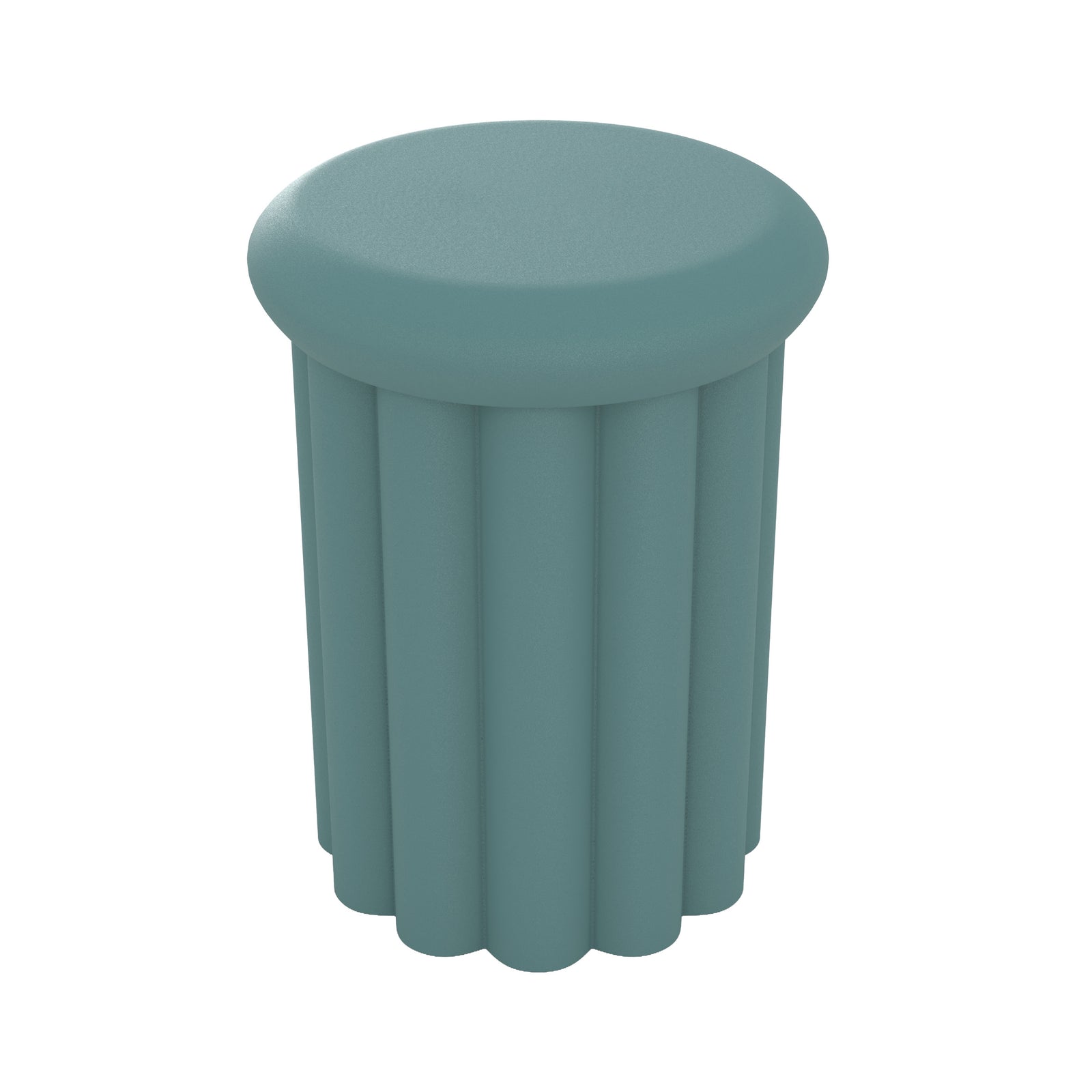 table d appoint ronde en metal bleu aglae fond blanc