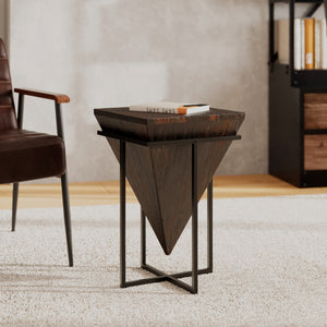 table d appoint selette kara marron fonce metal noir moyenne