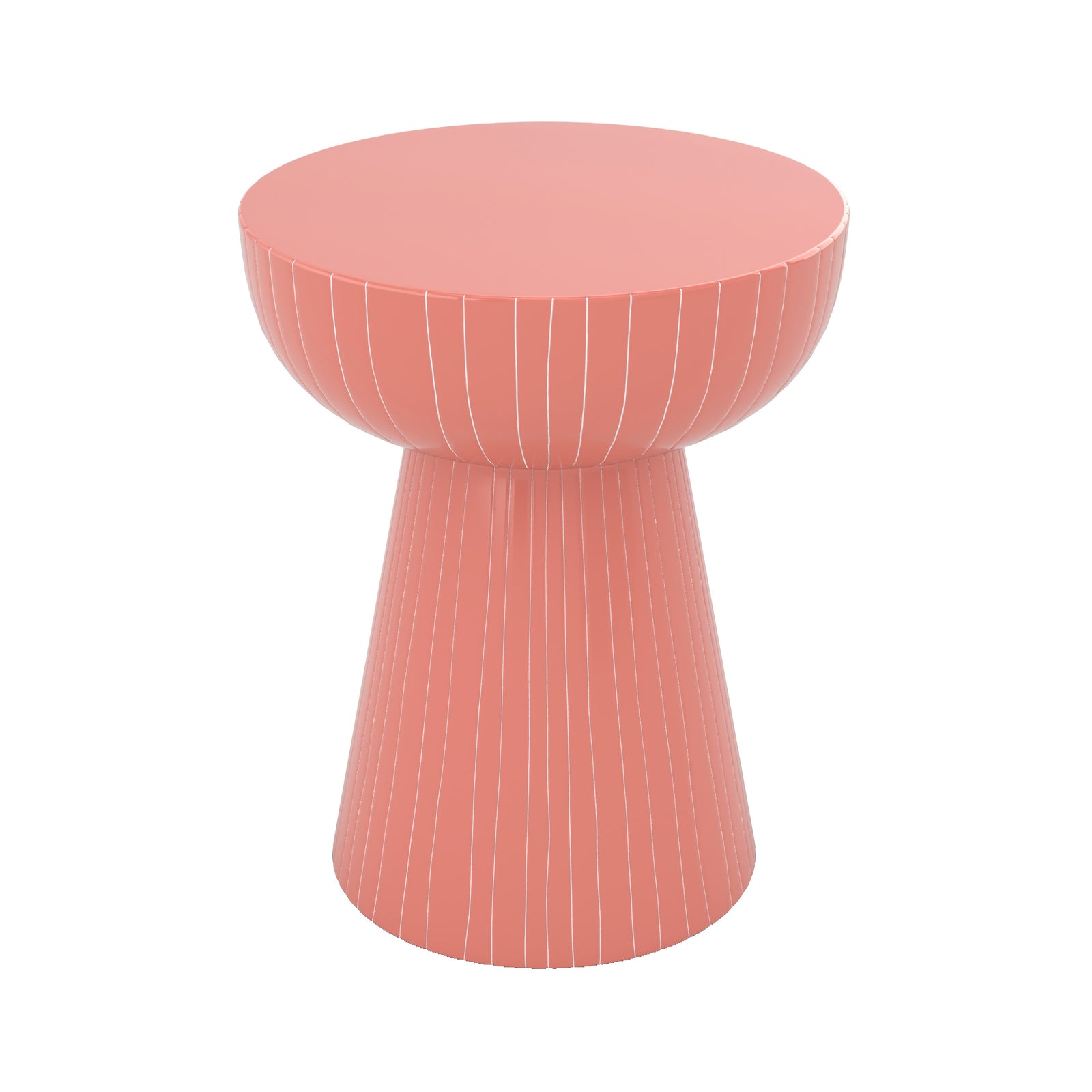 table d appoint sidonie en metal rose raye blanc fond blanc