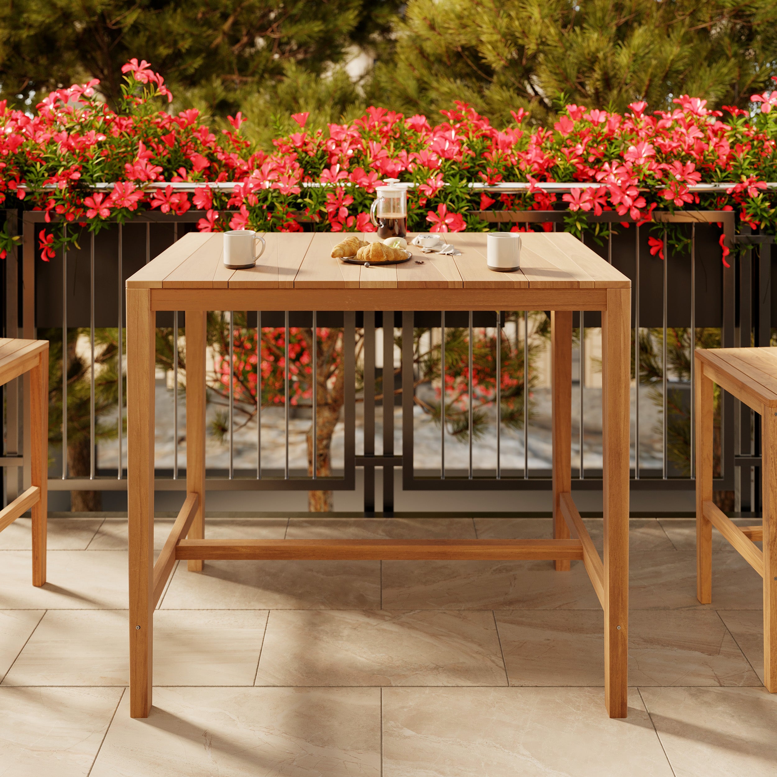 table de bar tunga 120 cm bois de teck