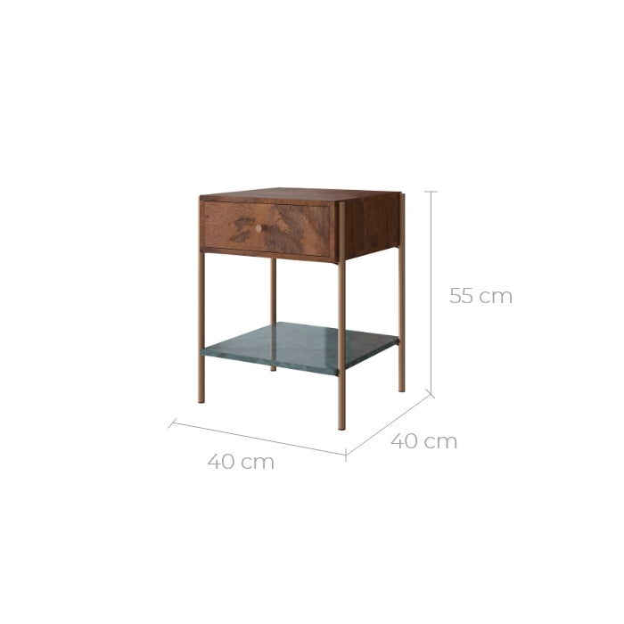 table de chevet 1 etagere en marbre vert doori