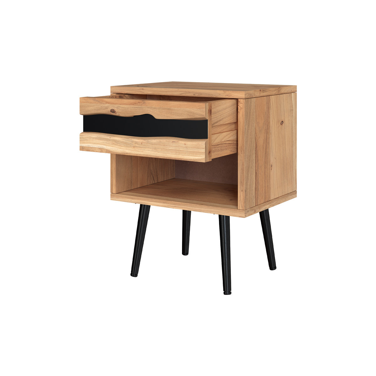 table de chevet 1 tiroir 1 niche en bois clair alabama