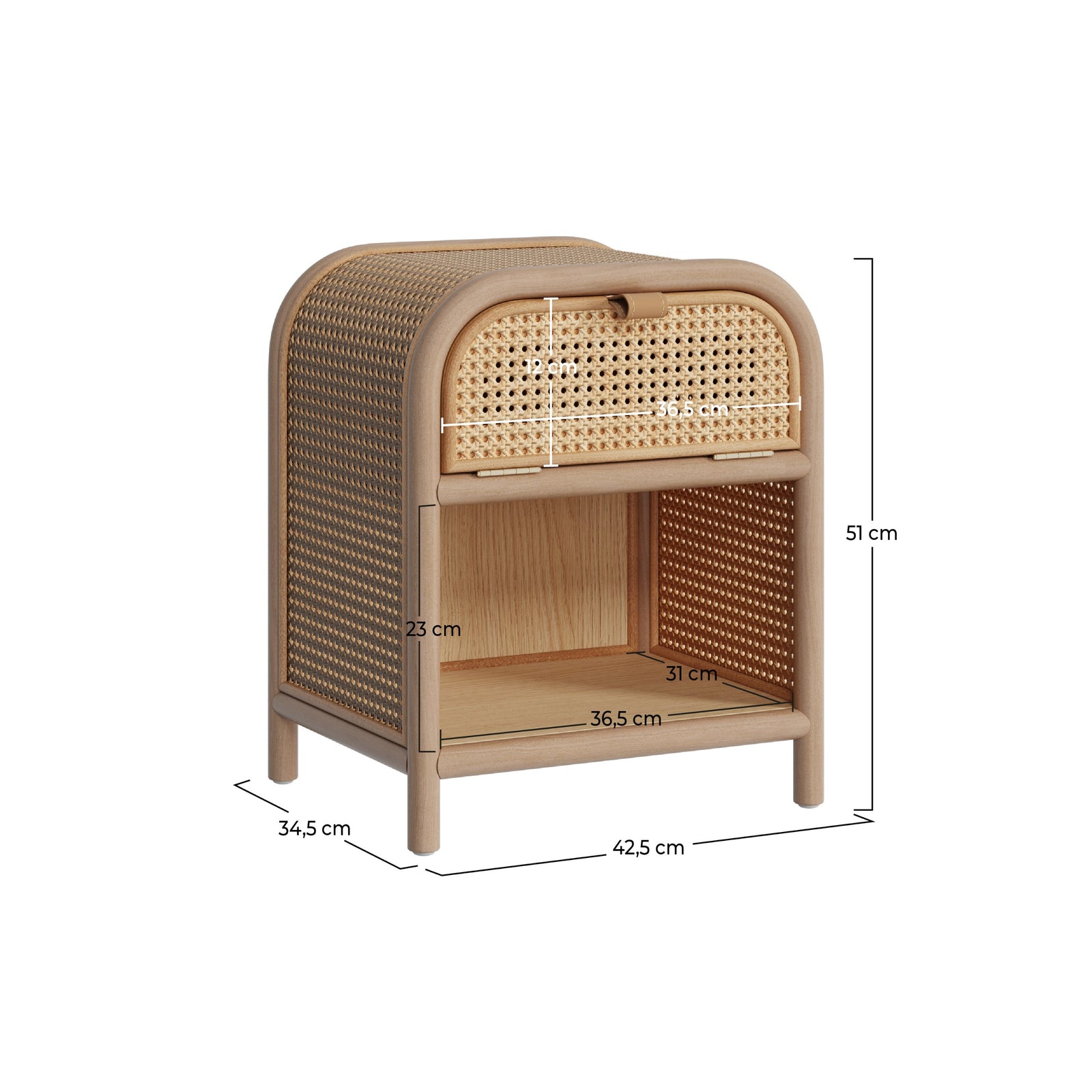 table de chevet alata bois clair et cannage 1 tiroir