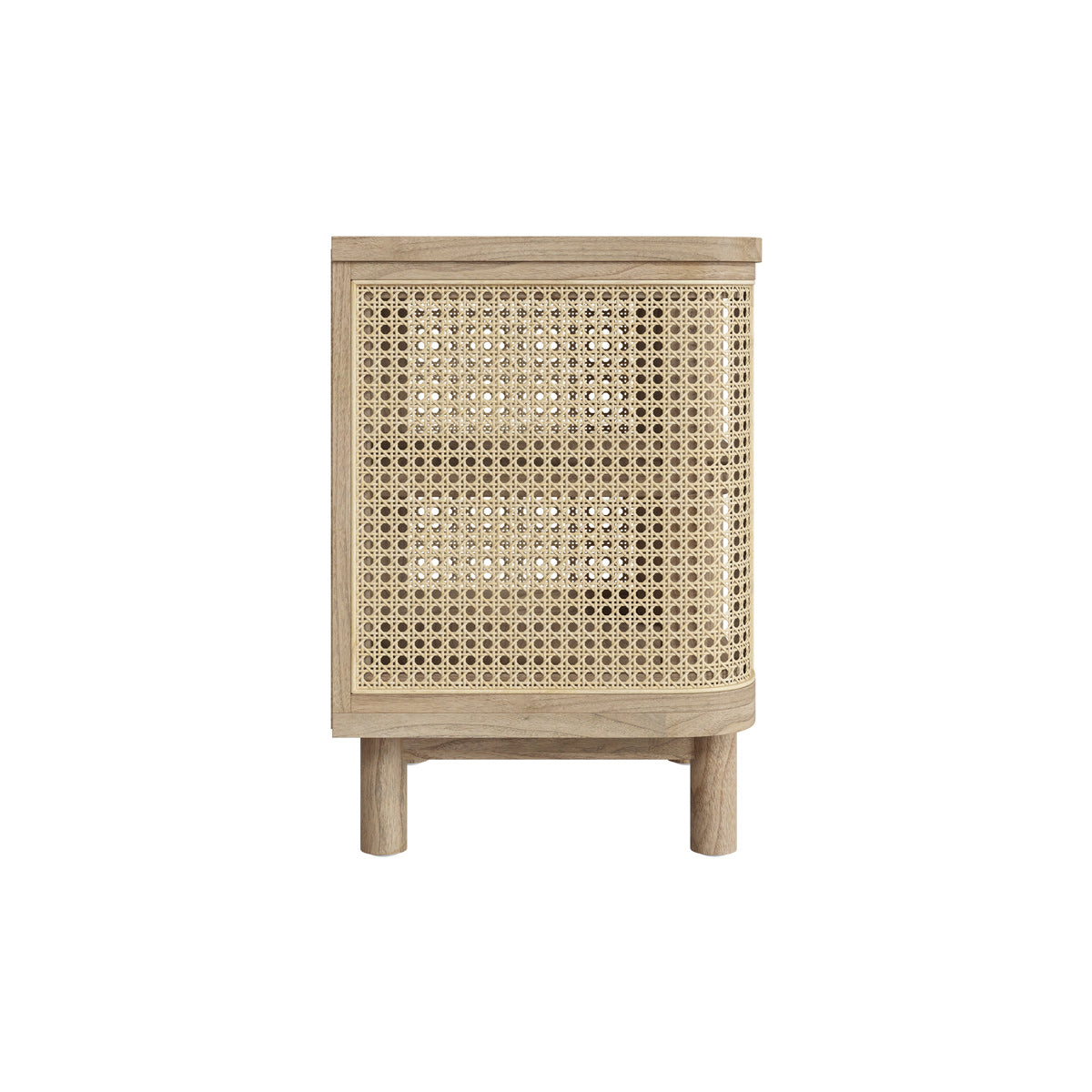 table de chevet antik en bois massif et rotin naturel