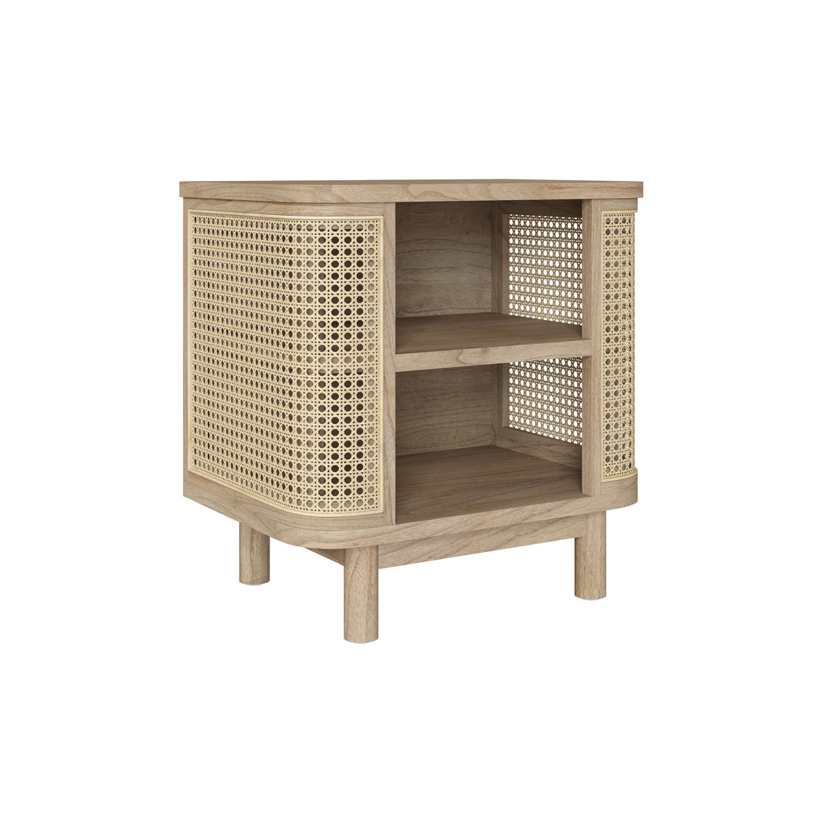 table de chevet antik en rotin naturel