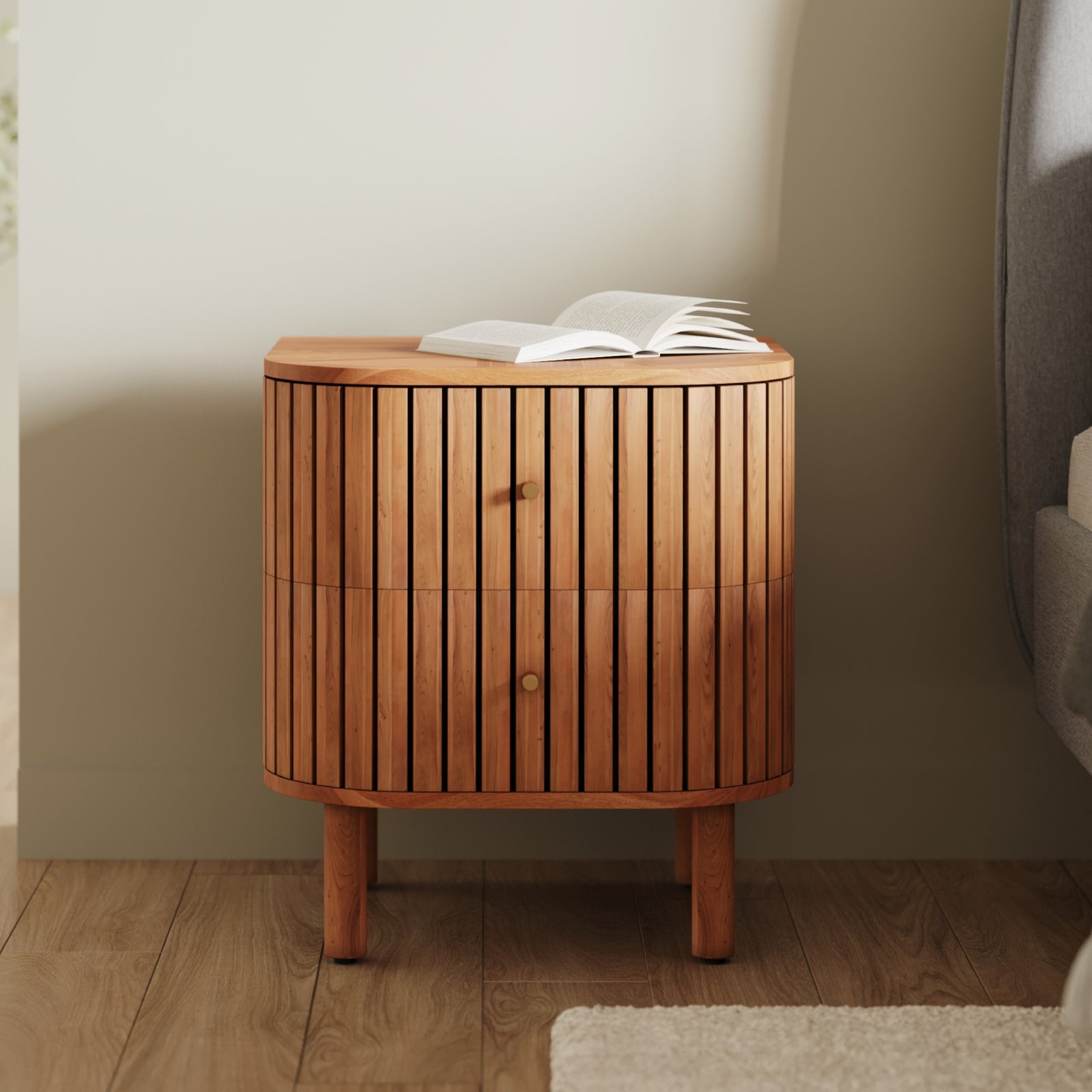 table de chevet bois fonce acacia paola