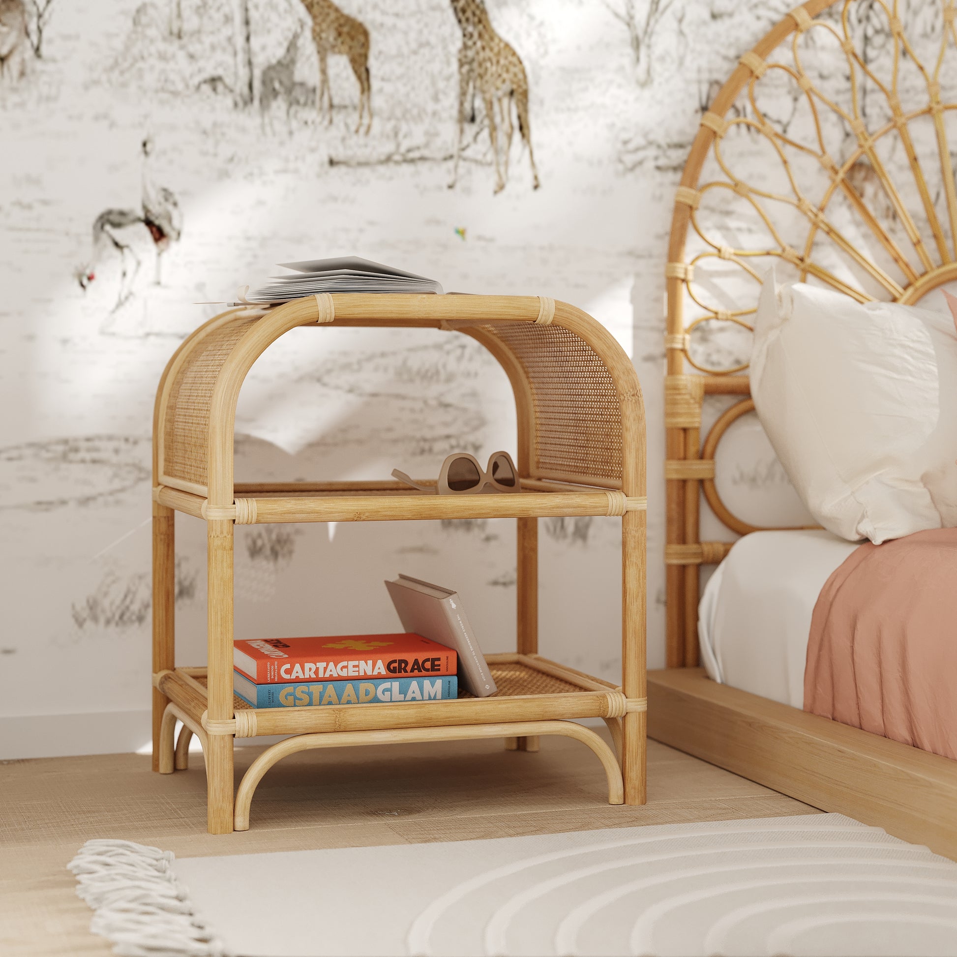 table de chevet bois rotin rdv deco gaspy
