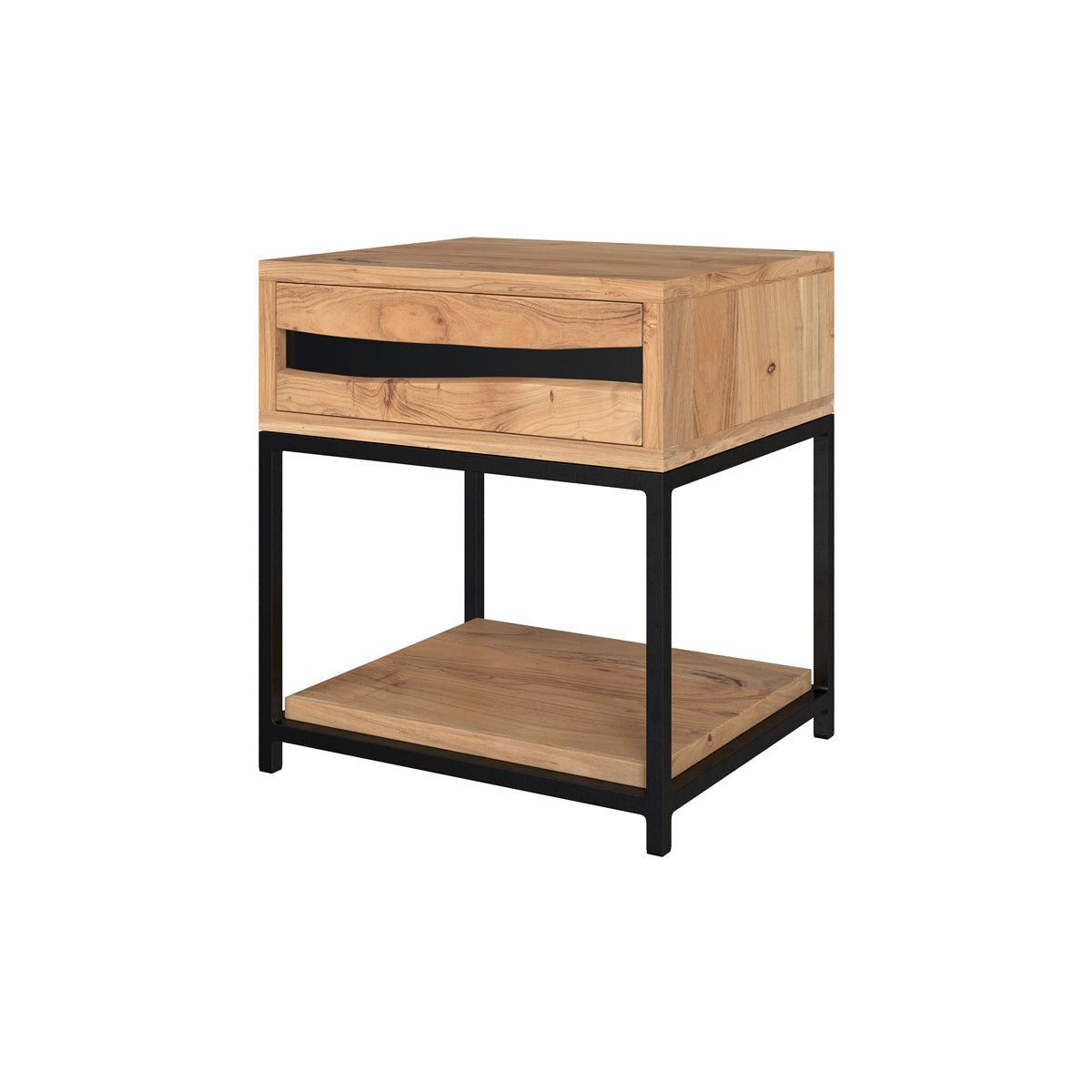 table de chevet en bois d acacia massif et metal alabama