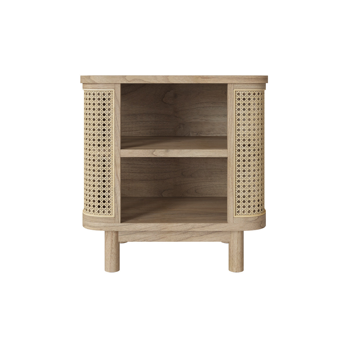 table de chevet en bois massif et cannage