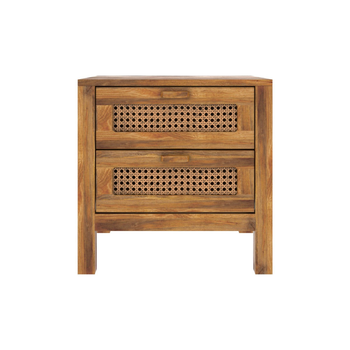 table de chevet en cannage 2 tiroirs tiki