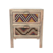 table de chevet ethnique chic 2 tiroirs