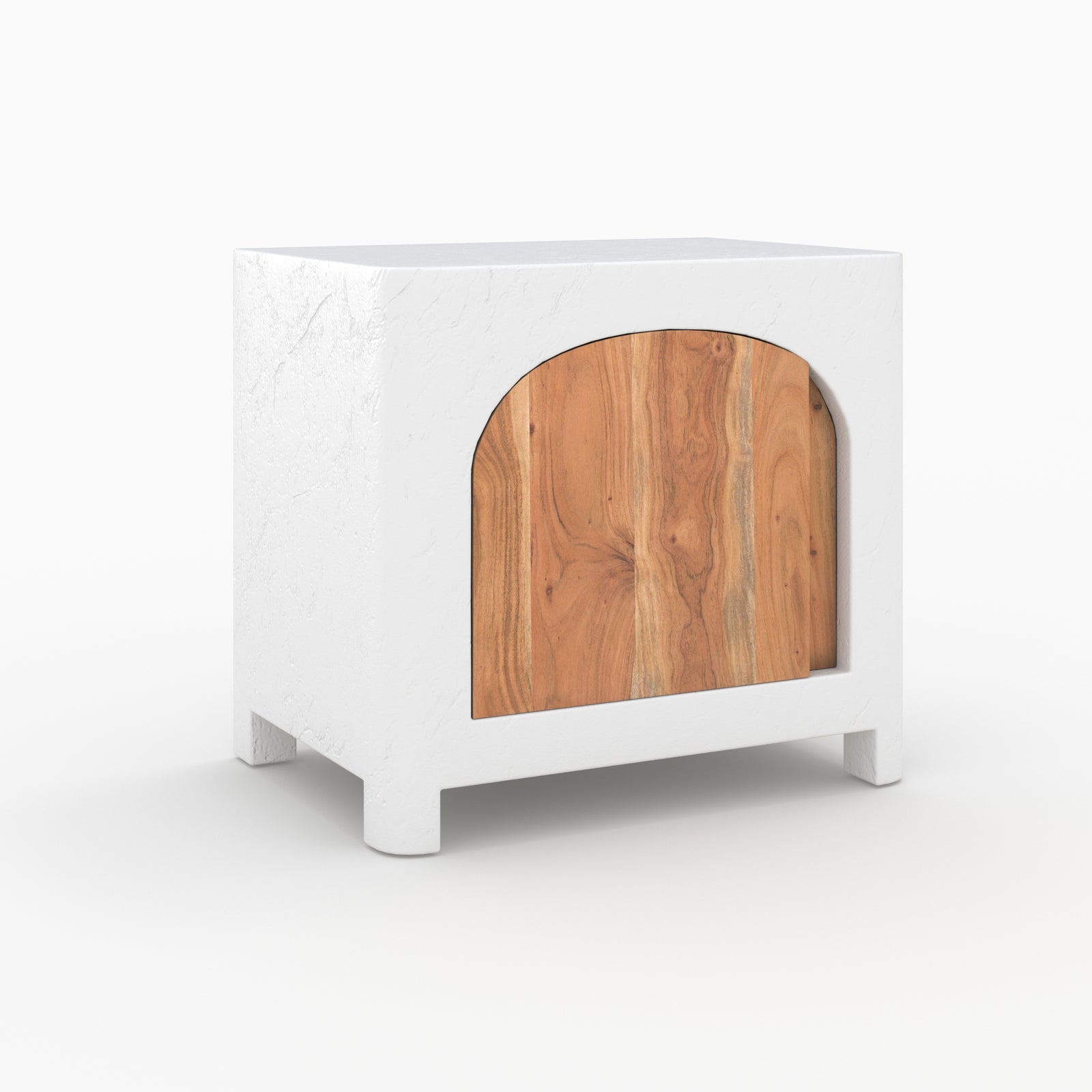 table de chevet fira en beton blanc et bois