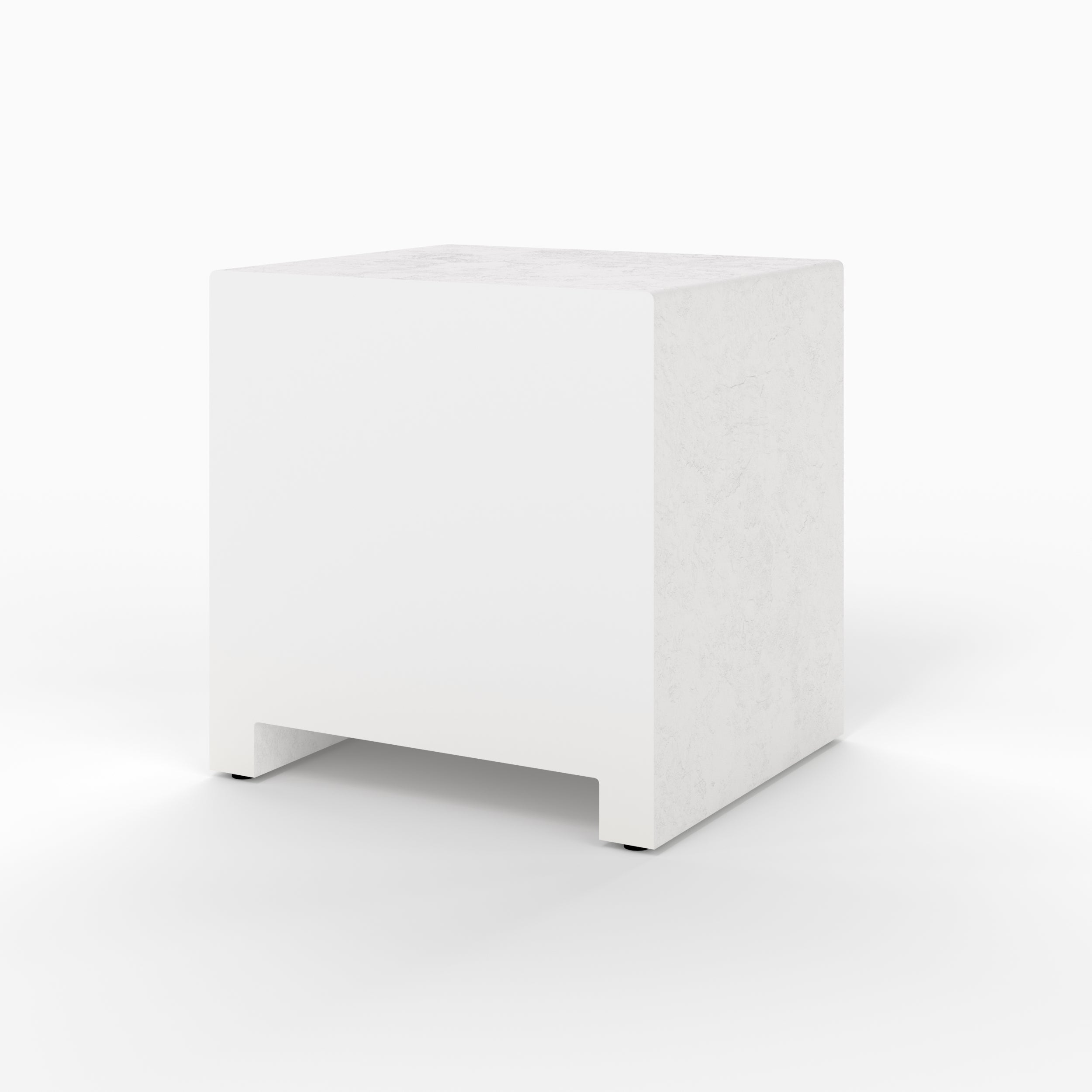 Table de chevet Fira en plâtre blanc cassé et bois d'acacia