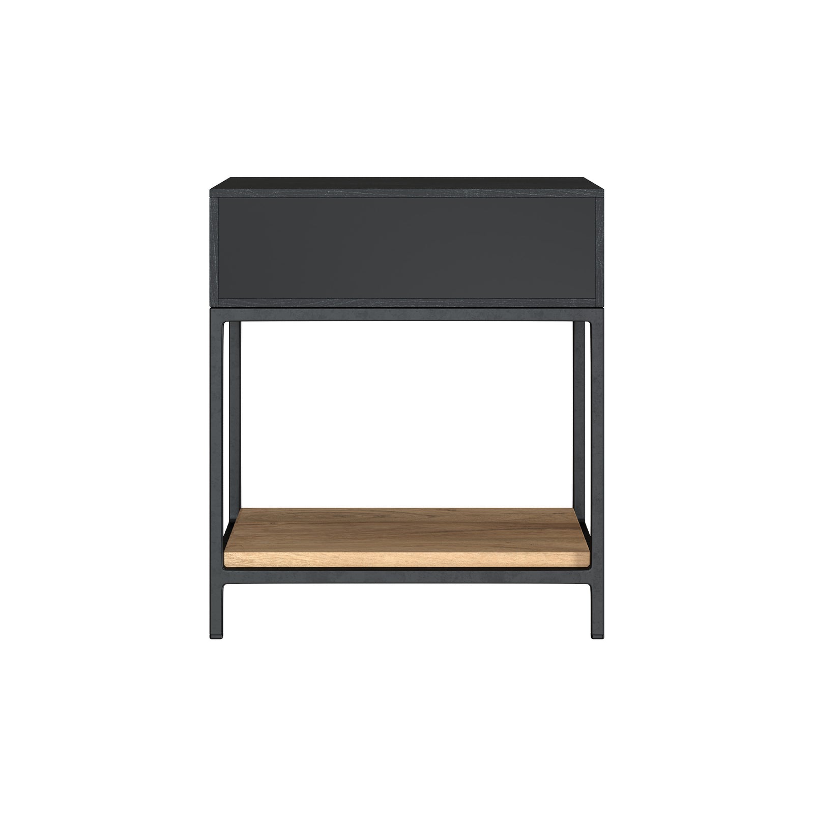 table de chevet jackson 1 tiroir bois acacia pieds metal noir